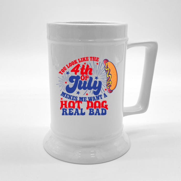 You Look Like The 4th Of July Makes Me Want A Hotdog Real Bad America Front & Back Beer Stein