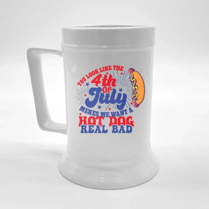 You Look Like The 4th Of July Makes Me Want A Hotdog Real Bad America Front & Back Beer Stein