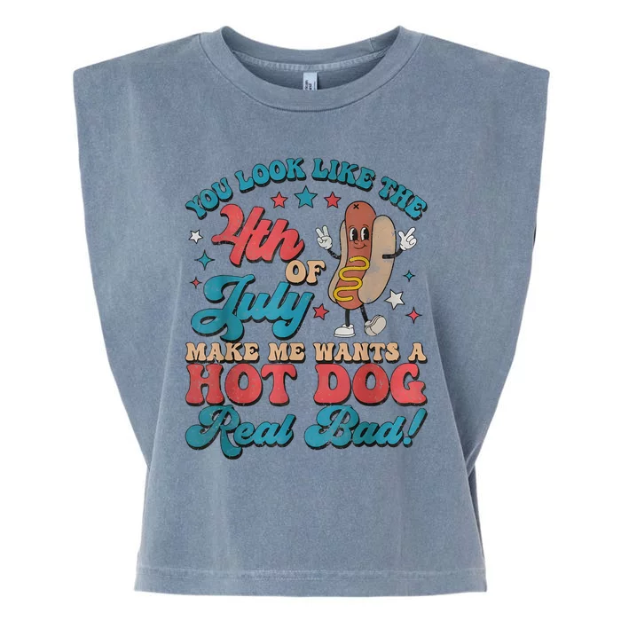 You Look Like 4th Of July Makes Me Want A Hot Dog Real Bad Garment-Dyed Women's Muscle Tee