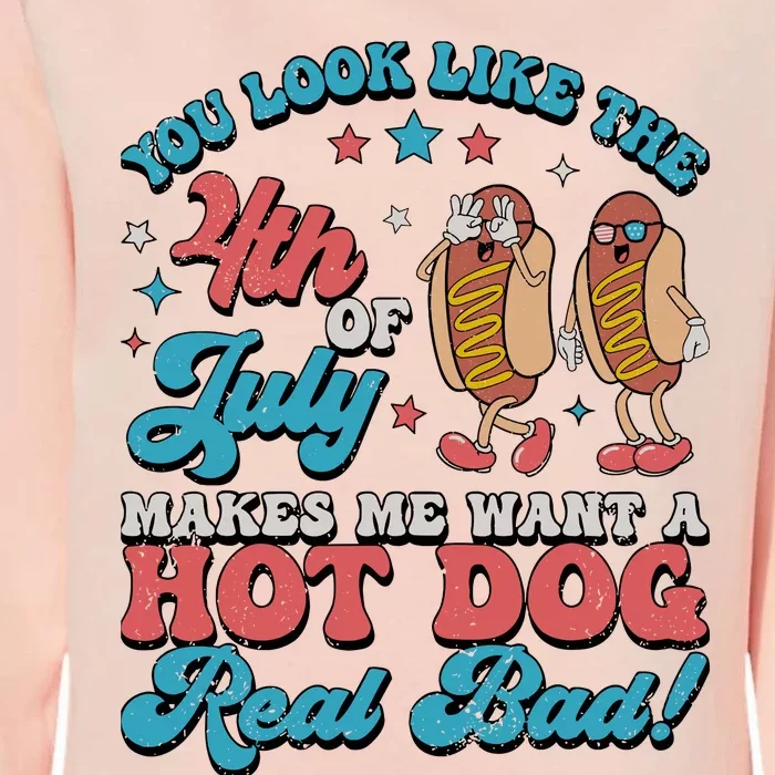 You Look Like The 4th Of July Hot Dog Merica Womens California Wash Sweatshirt