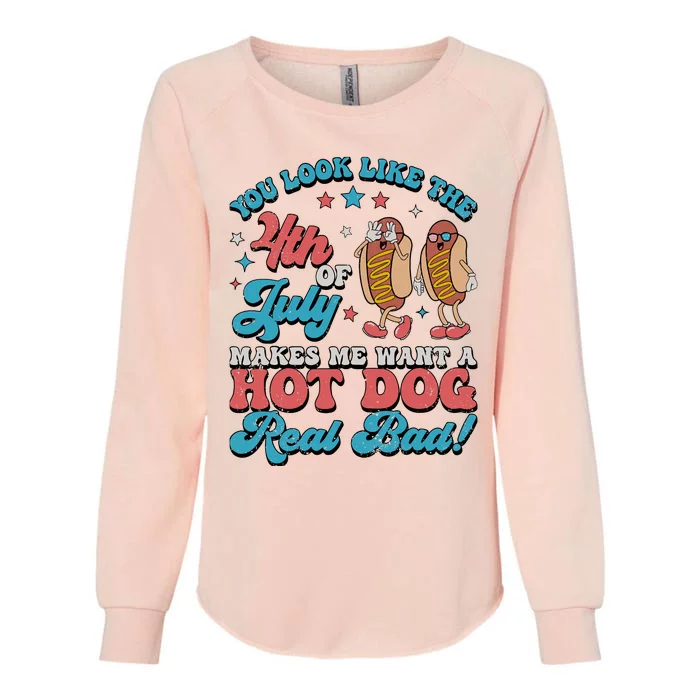 You Look Like The 4th Of July Hot Dog Merica Womens California Wash Sweatshirt