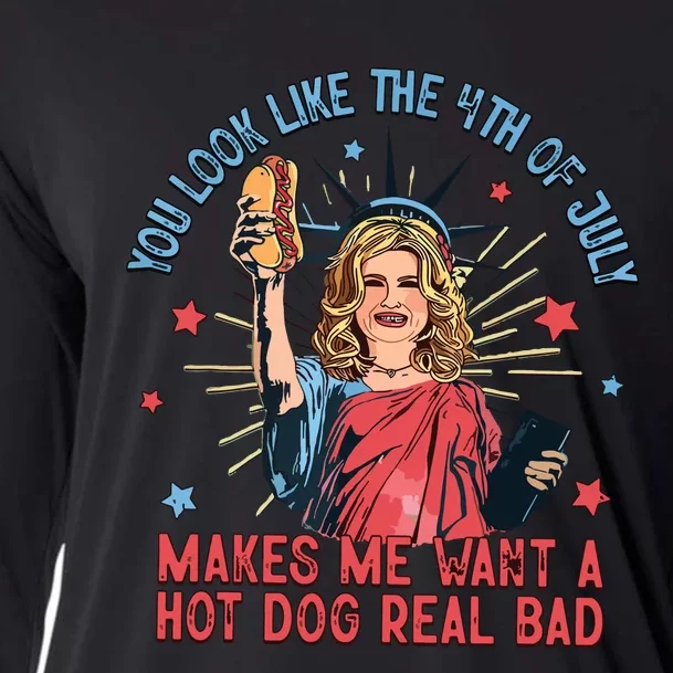 You Look Like The 4th Of July Makes Me Want Hot Dog Real Bad Cooling Performance Long Sleeve Crew