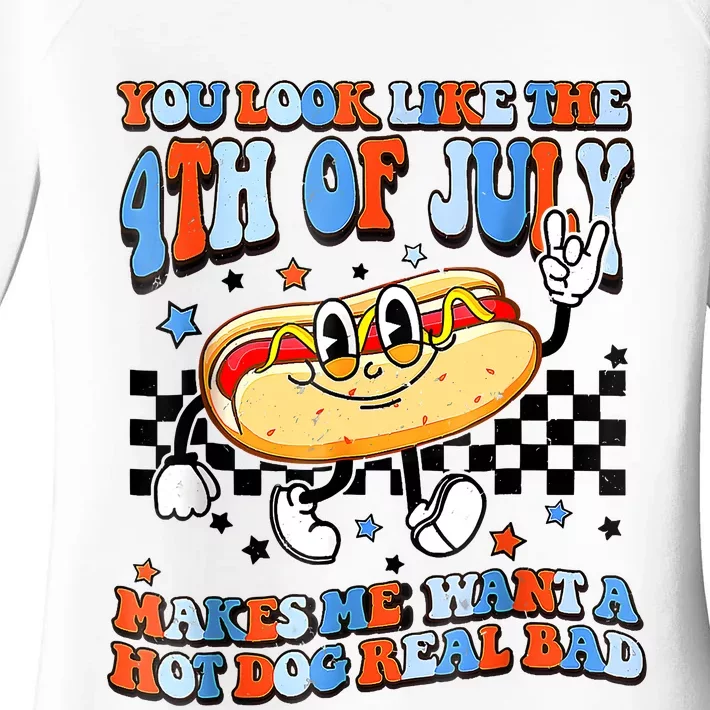 You Look Like 4th Of July Makes Me Want A Hot Dog Real Bad Women's Perfect Tri Tunic Long Sleeve Shirt