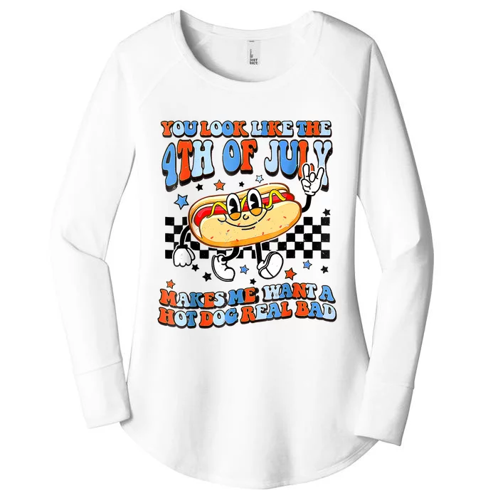 You Look Like 4th Of July Makes Me Want A Hot Dog Real Bad Women's Perfect Tri Tunic Long Sleeve Shirt