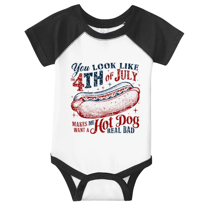 You Look Like 4th Of July Hot Dog Funny Infant Baby Jersey Bodysuit