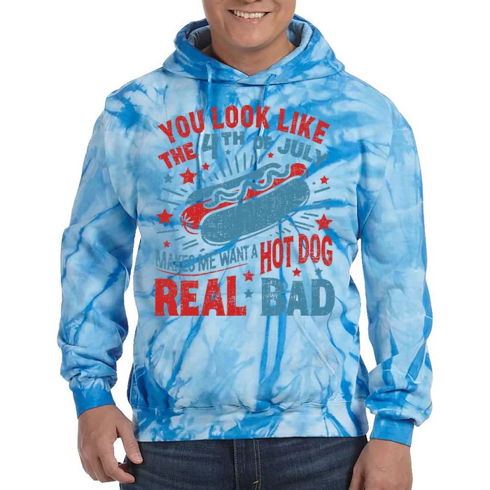 You Look Like The 4th Of July Hot Dog Independence Day Tie Dye Hoodie