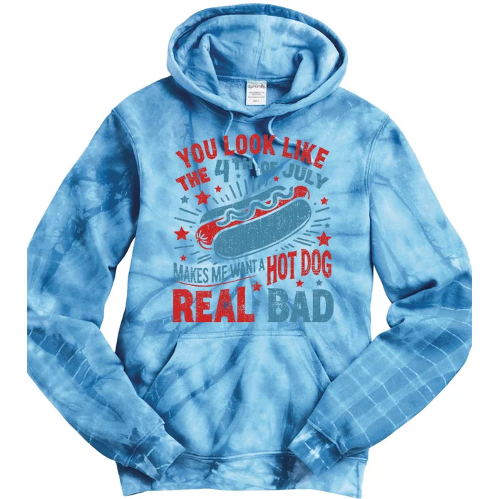 You Look Like The 4th Of July Hot Dog Independence Day Tie Dye Hoodie