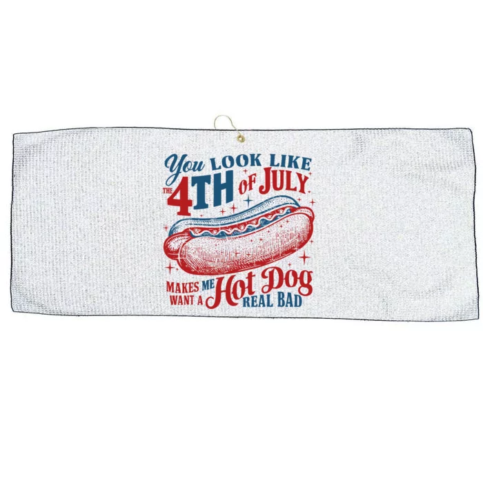 You Look Like The 4th Of July Hot Dog Patriotic Large Microfiber Waffle Golf Towel