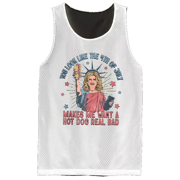 You Look Like The 4th Of July Makes Me Want Hot Dog Real Bad Mesh Reversible Basketball Jersey Tank