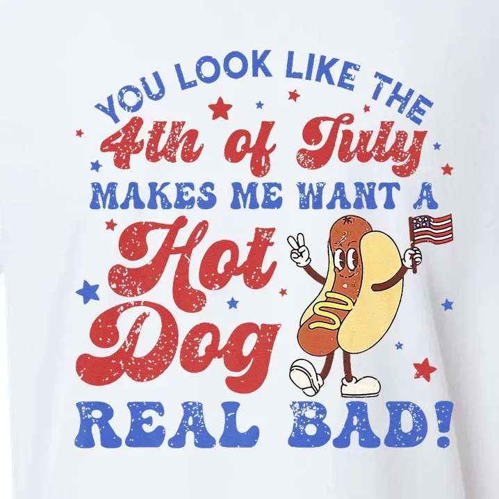 You Look Like 4th Of July Makes Me Want A Hot Dog Real Bad Sueded Cloud Jersey T-Shirt