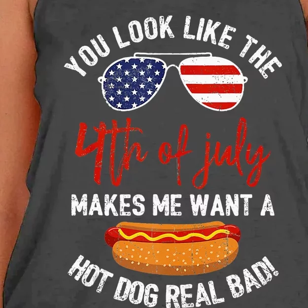 You Look Like The 4th Of July Patriotic Women's Knotted Racerback Tank