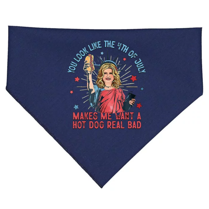 You Look Like 4th Of July Makes Me Want A Hot Dog Real Bad USA-Made Doggie Bandana