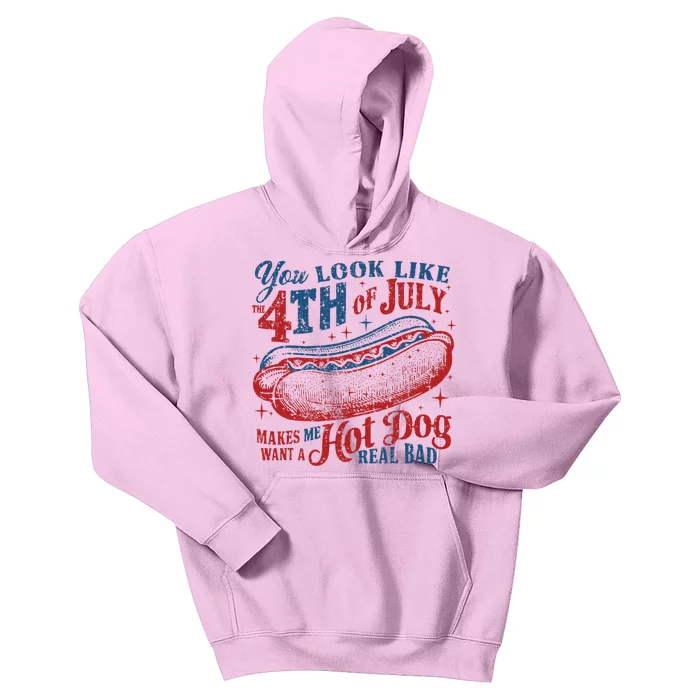 You Look Like 4th Of July Makes Me Want A Hotdog Real Bad Kids Hoodie