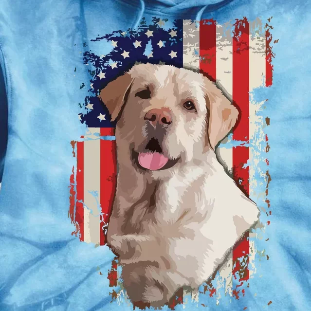 Yellow Labrador Labs Patriotic American Flag Dog 4th Of July Tie Dye Hoodie