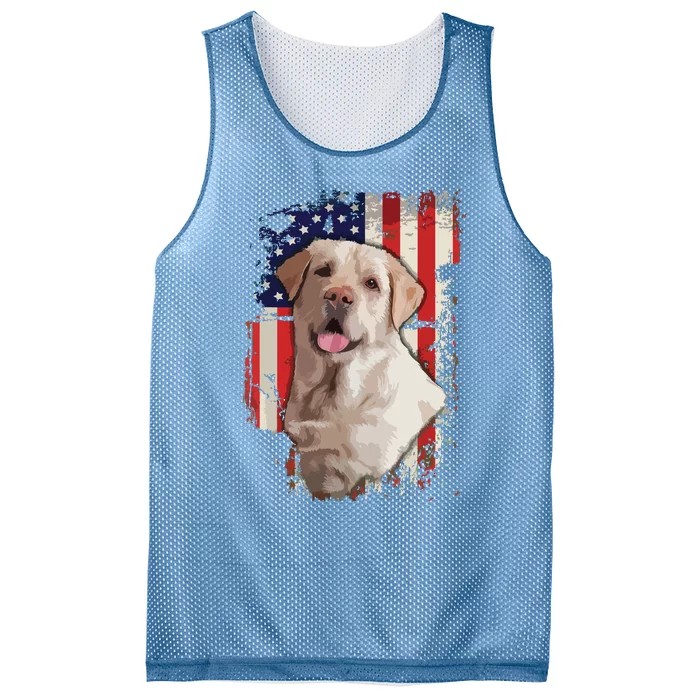 Yellow Labrador Labs Patriotic American Flag Dog 4th Of July Mesh Reversible Basketball Jersey Tank