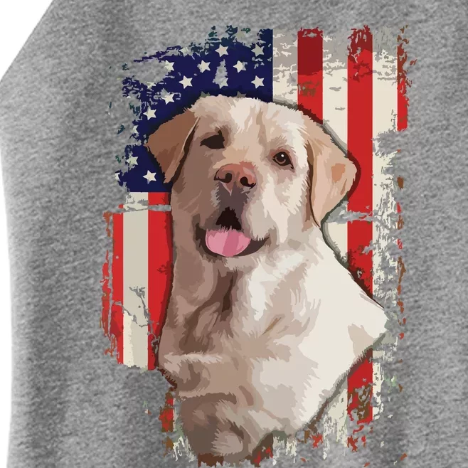 Yellow Labrador Labs Patriotic American Flag Dog 4th Of July Women’s Perfect Tri Rocker Tank