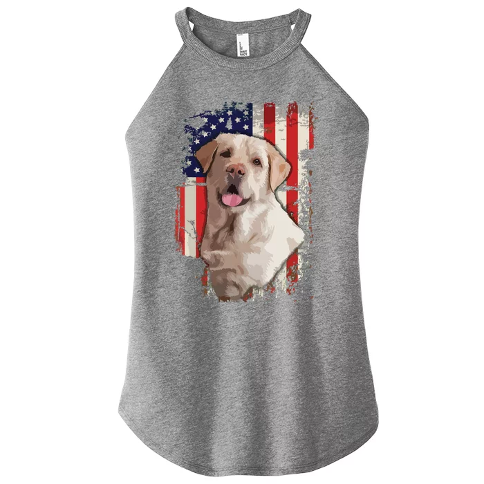 Yellow Labrador Labs Patriotic American Flag Dog 4th Of July Women’s Perfect Tri Rocker Tank