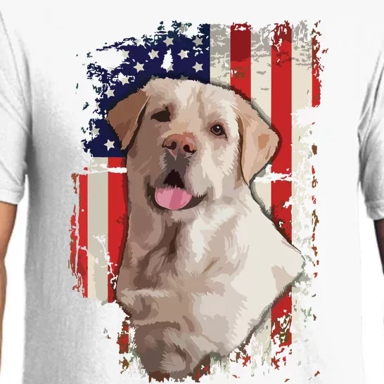 Yellow Labrador Labs Patriotic American Flag Dog 4th Of July Pajama Set