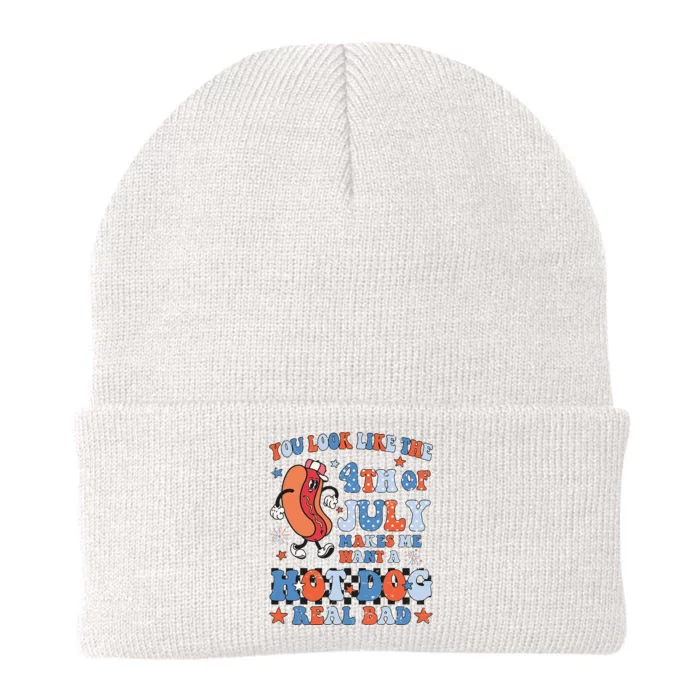 You Look Like 4th Of July Makes Me Want A Hot Dog Real Bad Knit Cap Winter Beanie