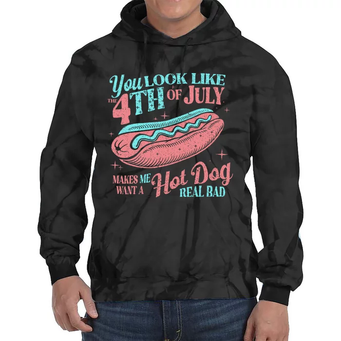 You Look Like The 4th Of July Hot Dog Women Merica Tie Dye Hoodie