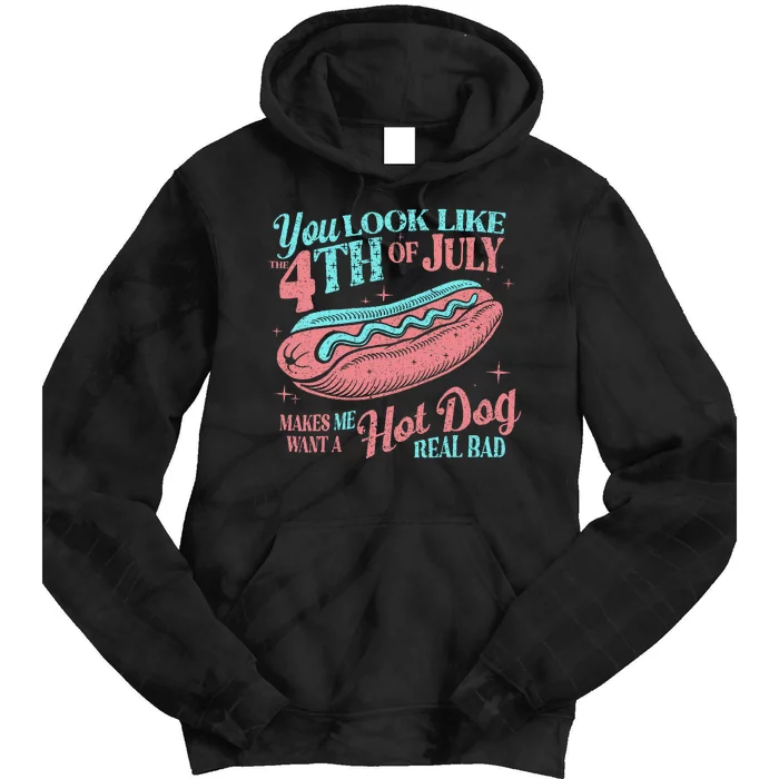 You Look Like The 4th Of July Hot Dog Women Merica Tie Dye Hoodie