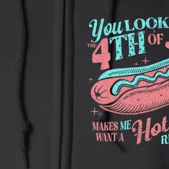 You Look Like The 4th Of July Hot Dog Women Merica Full Zip Hoodie