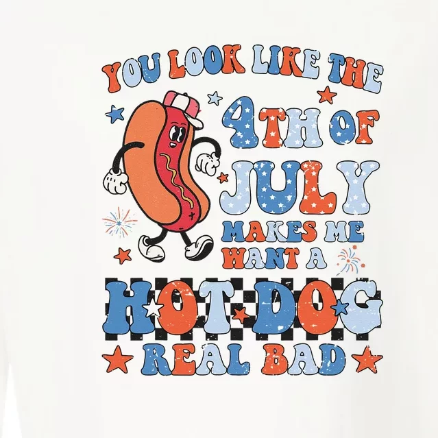 You Look Like 4th Of July Makes Me Want A Hot Dog Real Bad Cropped Pullover Crew