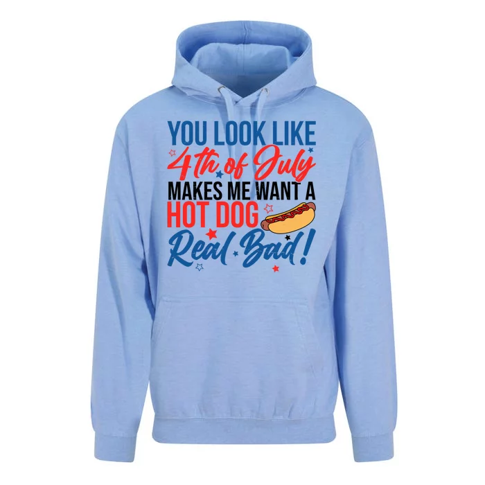 You Look Like 4th Of July Makes Me Want A Hot Dog Real Bad Unisex Surf Hoodie