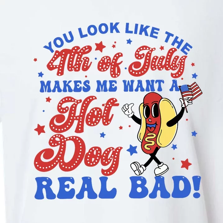 You Look Like The 4th Of July Makes Me Want Hotdog Real Bad Sueded Cloud Jersey T-Shirt