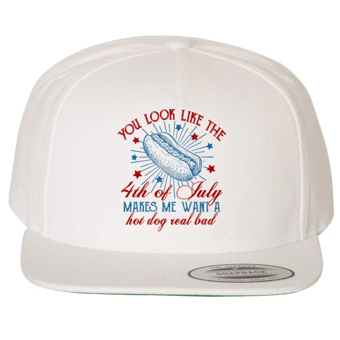 You Look Like The 4th Of July Hot Dog American Wool Snapback Cap