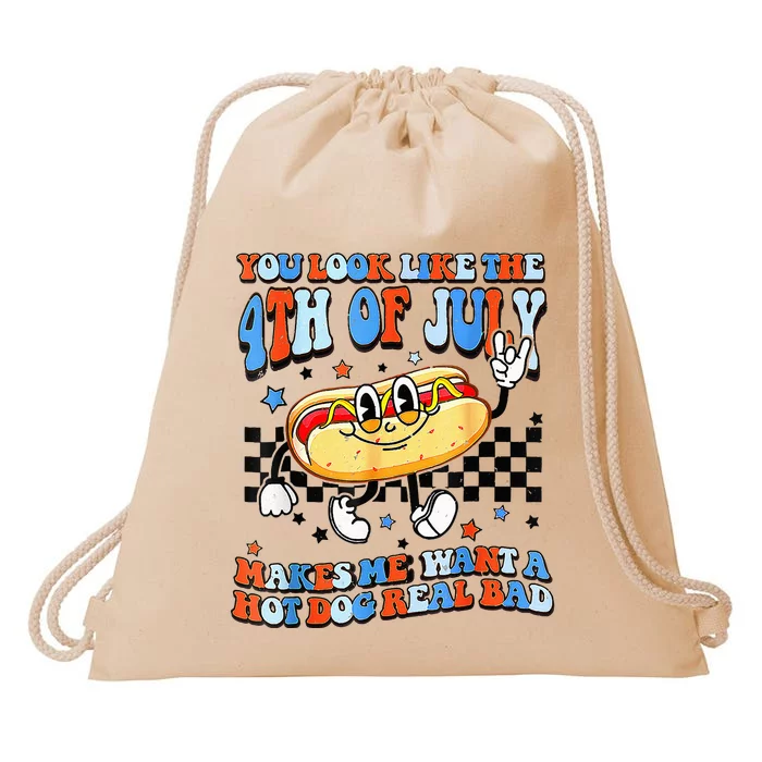 You Look Like 4th Of July Makes Me Want A Hot Dog Real Bad Drawstring Bag