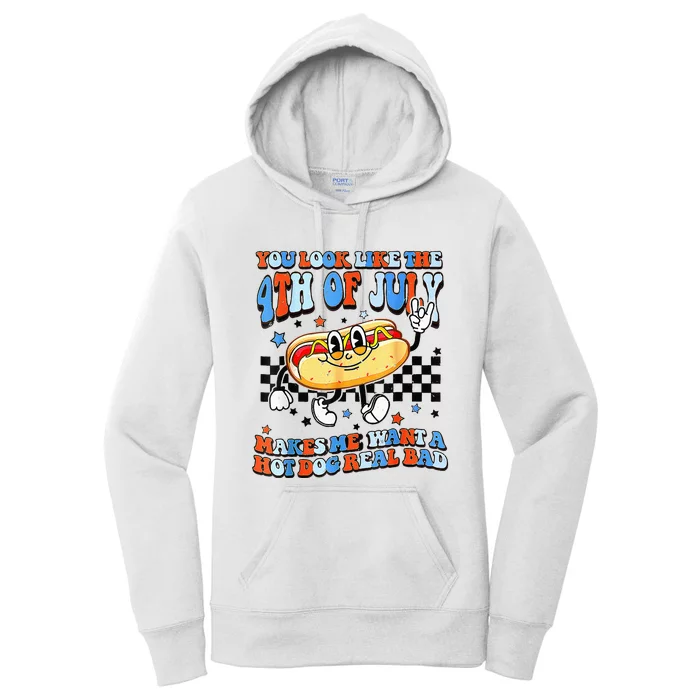 You Look Like 4th Of July Makes Me Want A Hot Dog Real Bad Women's Pullover Hoodie