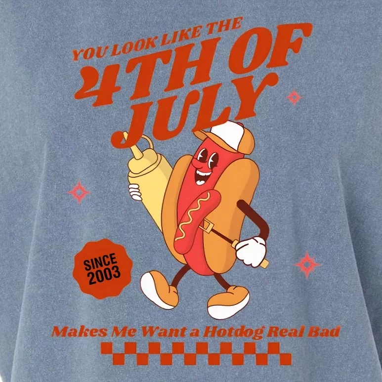 You Look Like The 4th Of July Hotdog Since 2003 Garment-Dyed Women's Muscle Tee