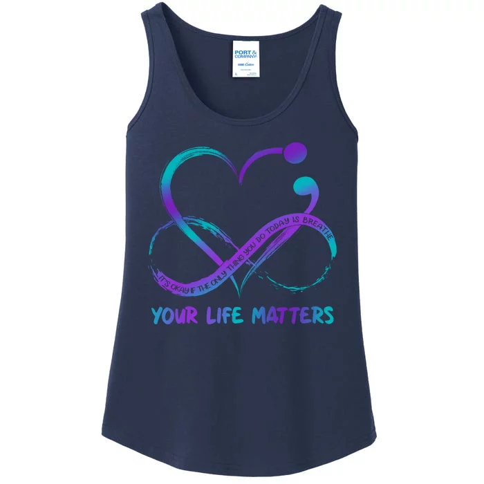 Your Life Matters Suicide Prevention Awareness Infinity Heart Ladies Essential Tank