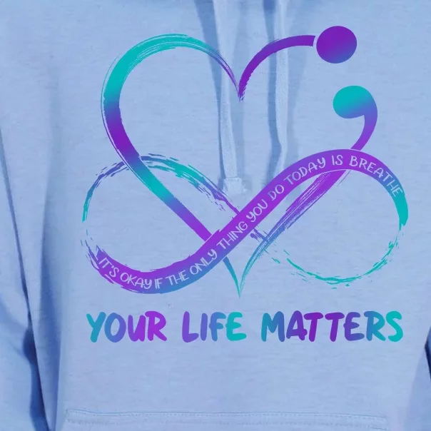 Your Life Matters Suicide Prevention Awareness Infinity Heart Unisex Surf Hoodie