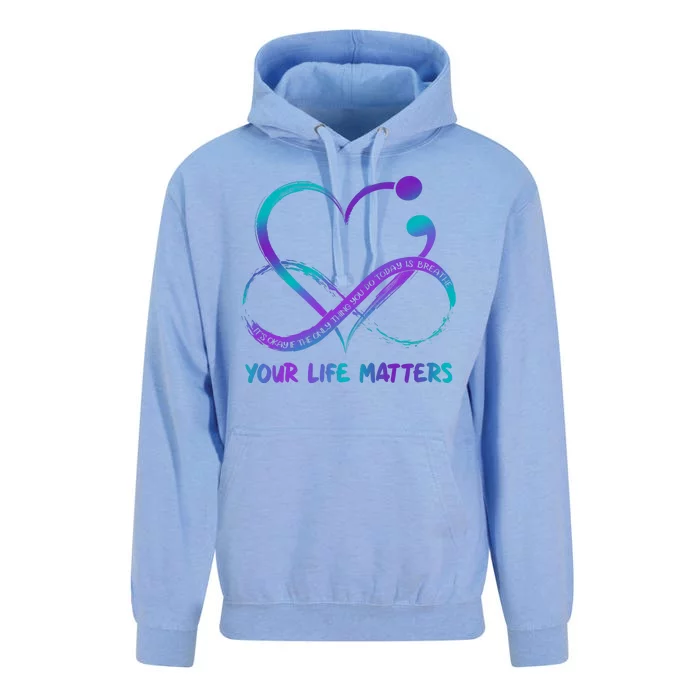 Your Life Matters Suicide Prevention Awareness Infinity Heart Unisex Surf Hoodie