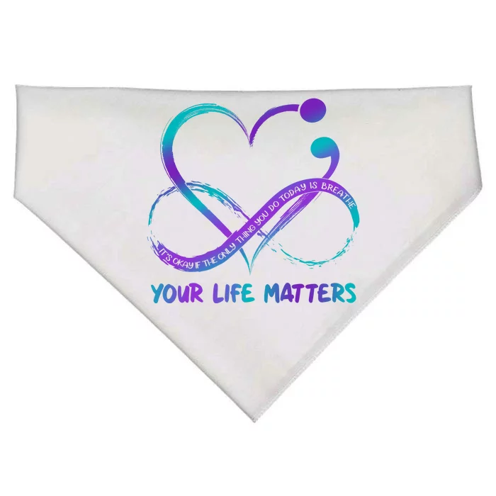 Your Life Matters Suicide Prevention Awareness Infinity Heart USA-Made Doggie Bandana