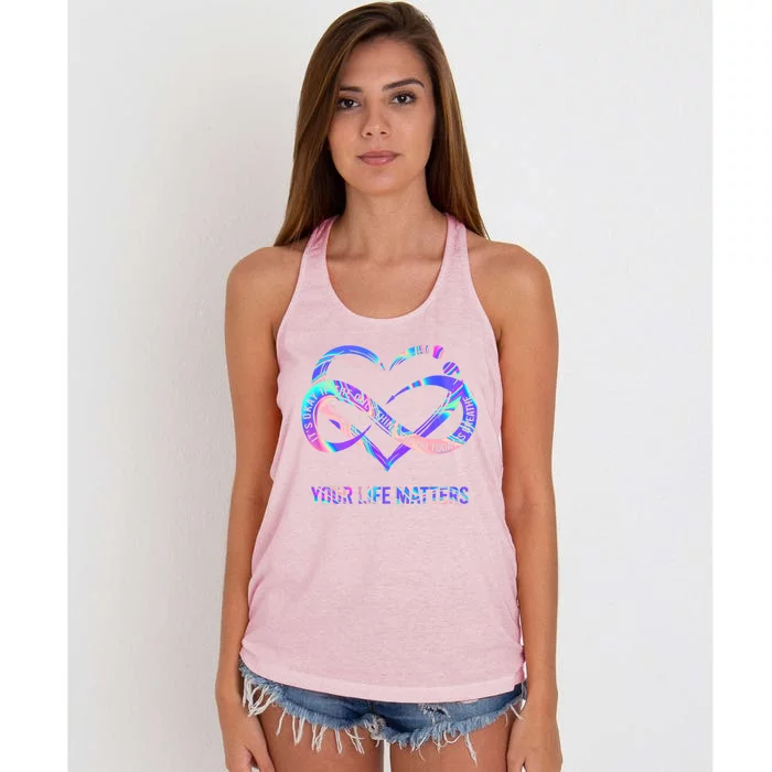 Your Life Matters Suicide Prevention Awareness Gift Women's Knotted Racerback Tank