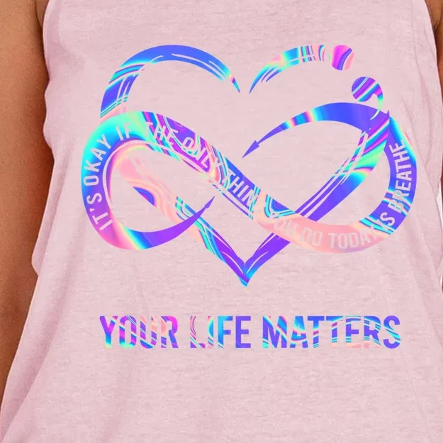 Your Life Matters Suicide Prevention Awareness Gift Women's Knotted Racerback Tank