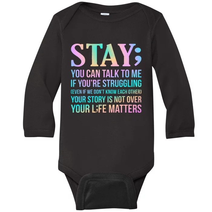 Your Life Matters Happy Suicide Awareness Support Graphic Baby Long Sleeve Bodysuit