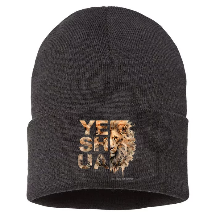 Yeshua Lion Of Judah Jesus God Bible Verse Revelation Sustainable Knit Beanie