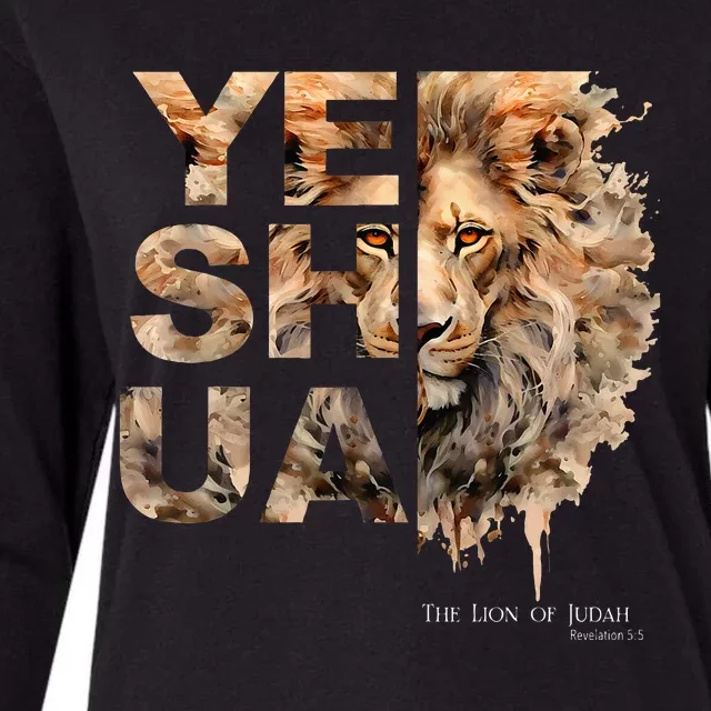 Yeshua Lion Of Judah Jesus God Bible Verse Revelation Womens Cotton Relaxed Long Sleeve T-Shirt