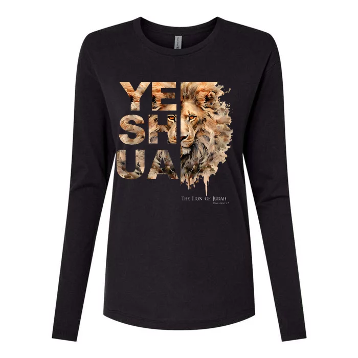 Yeshua Lion Of Judah Jesus God Bible Verse Revelation Womens Cotton Relaxed Long Sleeve T-Shirt