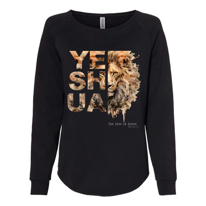 Yeshua Lion Of Judah Jesus God Bible Verse Revelation Womens California Wash Sweatshirt