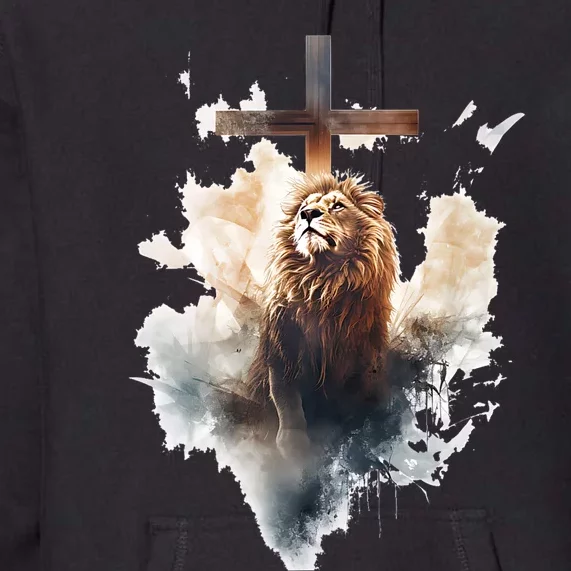 Yeshua Lion Of Judah Christian Faith Gift Christian Cross Design Premium Hoodie