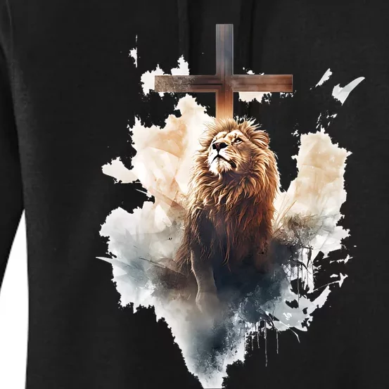 Yeshua Lion Of Judah Christian Faith Gift Christian Cross Design Women's Pullover Hoodie