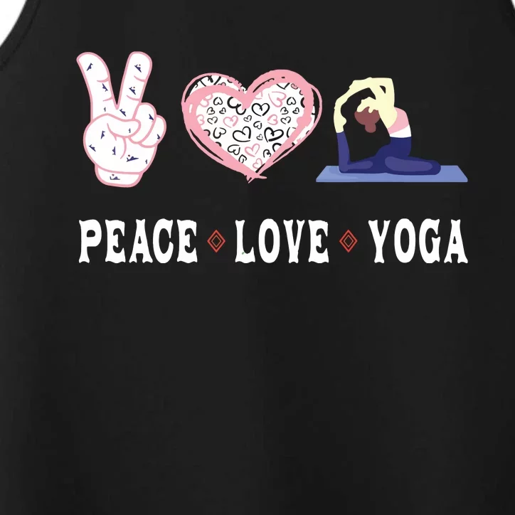 Yoga Lovers Player Fans Peace Love Yoga Performance Tank