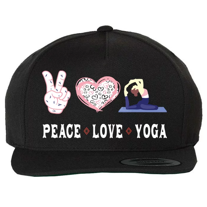 Yoga Lovers Player Fans Peace Love Yoga Wool Snapback Cap