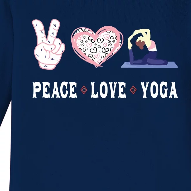 Yoga Lovers Player Fans Peace Love Yoga Baby Long Sleeve Bodysuit