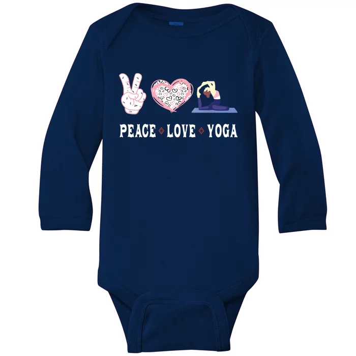 Yoga Lovers Player Fans Peace Love Yoga Baby Long Sleeve Bodysuit